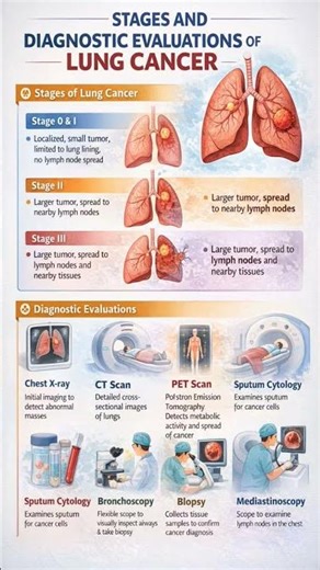 STAGES AND DIAGNOSTIC EVALUATION OF LUNG CANCER, FOR NURSES #stages #diagnosis #lungcancer #nursing