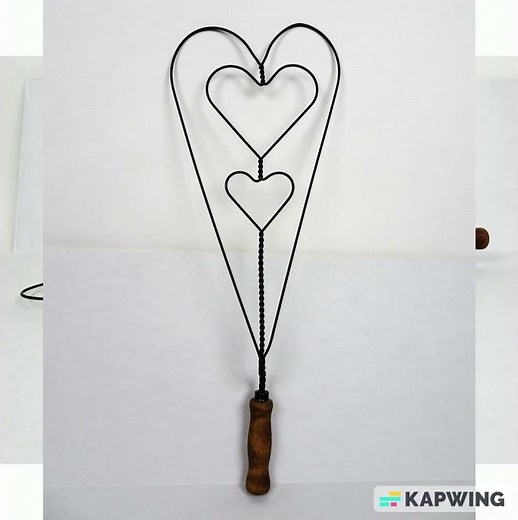 Antique Primitive Rug Carpet Beater Heart Shape Metal Wire Wood Handmade 25” Vtg #vintage #handmade
