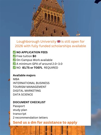 Loughborough University 2026: Fully Funded Scholarships Available