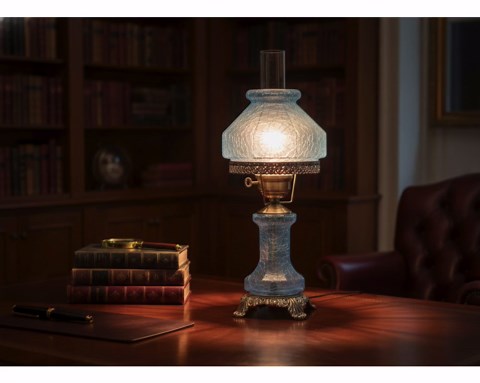 Vintage Table Lamp Blue Crackled Glass Victorian Lamp Antique Bedside Lamp With Nightlight Decorative Glass Table Lamp Retro Accent Lighting - Etsy