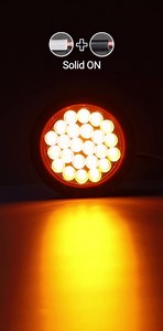 4 Inch Round Amber LED Strobe Lights 24LEDs Tail Light Stop Turn Tail Light Brake Lights for Trailer Truck 10-30V IP67 Waterpoor 4Pcs