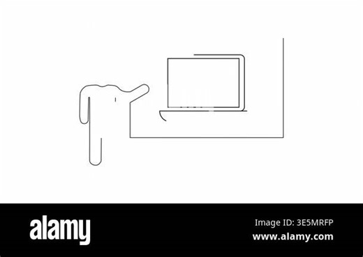 A minimalist line art illustration depicting a person giving a presentation on touchscreen technology, ideal for educational or business content Stock Video Footage - Alamy