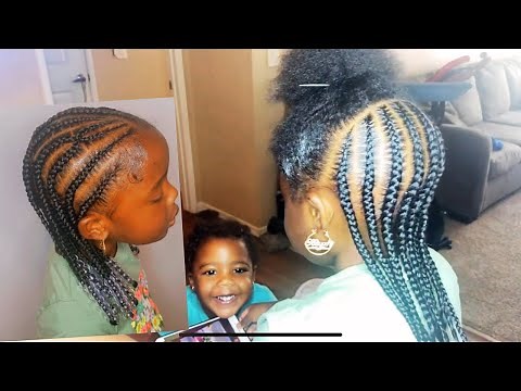 2 layer braids for toddlers with extension | kids feedin braids |cornrows for kids Braids and Beads