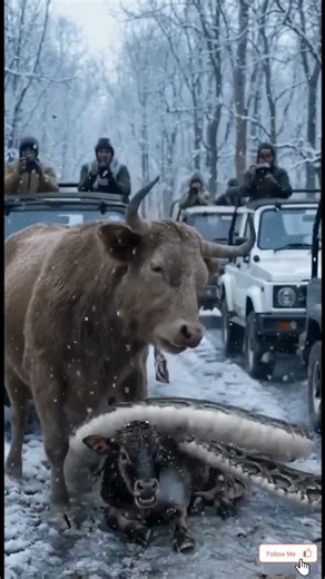 Frozen Earth Rescue ❄️ Giant Python Attacks Baby Calf | Mother’s Brave Survival Battle 🐍🐃