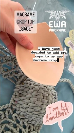 Bringing my handmade macrame crop top to the next level 😜 sewn in BRA CUPS means FREEDOM 🍈🍈 😉