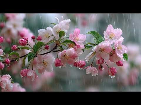 Relaxing Rain Sounds on Flowers 🌧️ Sleep, Study & Calm Nature Ambience