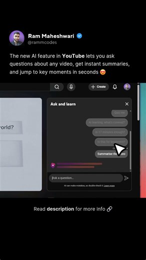 This new AI feature by YouTube is kinda sick 🍄 #html #ai #javascript #webdevelopment #coding