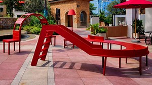 A red slide that changes the park in China