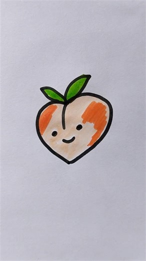 Peach 🍑 Easy Drawing For Kids #peach #fruit #drawing #kidstvforfun #funny #coloring #shorts #art