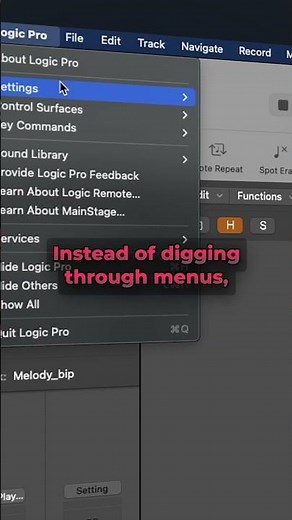 Quickly access settings menus in #logicpro #logicprox #logicprotips #musicproduction #mixing