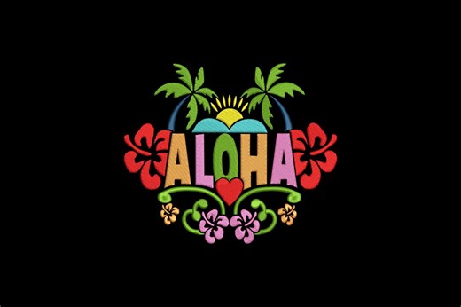 Aloha Tropical Embroidery Design, Hibiscus Flower & Palm Trees Machine Embroidery File, Instant Download - Etsy