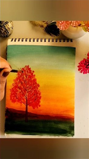 Easy Scenery Painting Tutorial 👌✨️ #shorts #art #painting