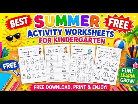 🌞 FREE Summer Activity #Worksheets for #Kindergarten | #Math & Number Activities