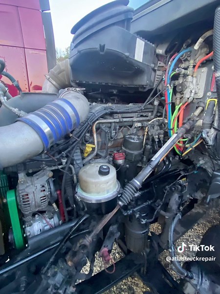 Air compressor replaced on a paccar mx13 engine #paccar # mx13 engine #fypシ゚viral # Atlas Truck Repair Llc
