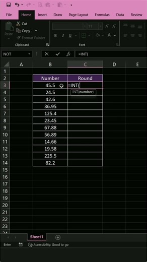 In Excel round figure number