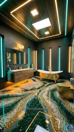 Millionaire’s Pure Emeralds With 24k Gold Epoxy Floor Bathroom🤑💎#epoxy #interiordesign #renovation