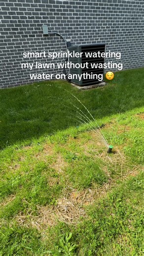 no more wasting water on them walls 😂 #lawncare #irrigation #sprinkler #smarttech #fy