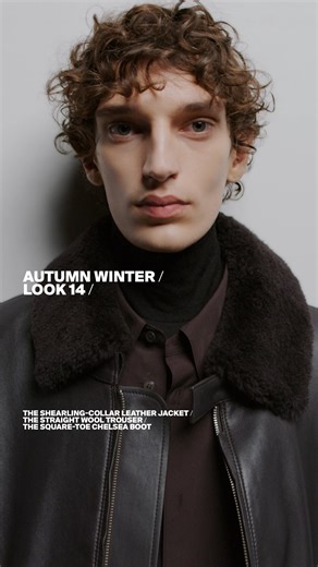 The shearling jacket: a timeless wardrobe icon, evolved for the season in dark mocha chocolate, crafted from rich chrome-free leather. | COS
