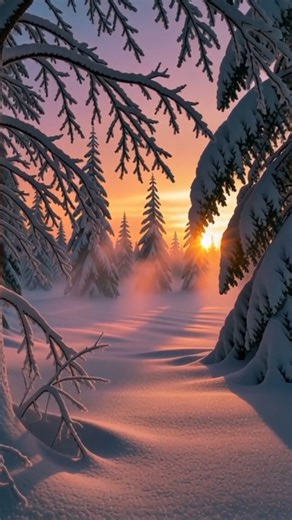 Magical Winter Sunrise | 4K Ultra Realistic Snow Scene | Peaceful Nature Morning 🌲 #short