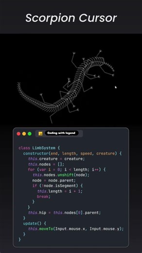 2️⃣ I Made a Scorpion Cursor with JavaScript 😲 #coding #shorts