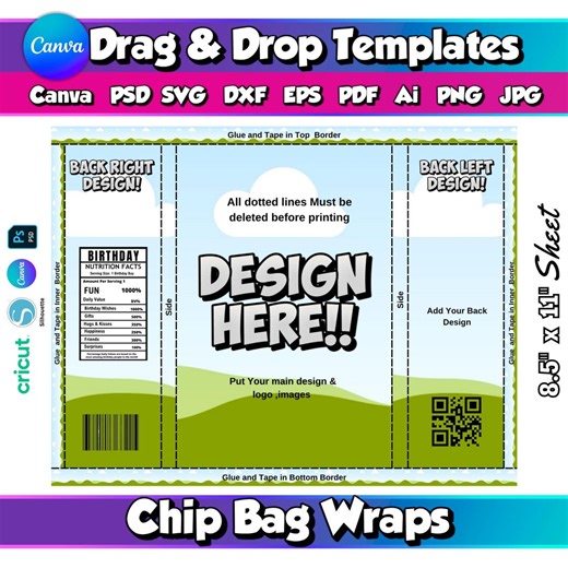 Editable Chip Bag Template Blank Chip Bag Wrapper for Birthday Parties DIY Party Favor Canva Drag and Drop Printable Label Template - Etsy UK