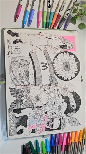 daily journal sketch ✨️ I loved that I draw my days in this journal I look back at the drawing and