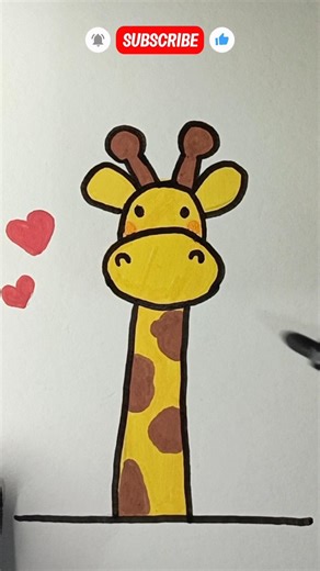 Outlining a cute giraffe part2 🦒 | Satisfying drawing process #shorts #satisfying #art #drawing