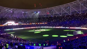 3K views · 87 reactions | The new LED lighting system in full effect before tonight’s @westham Europa Cup tie   | London Stadium | Facebook
