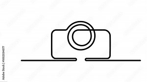 Photo Camera Continuous single line art Animation. Animated Video of One line camera Motion Graphics work.
