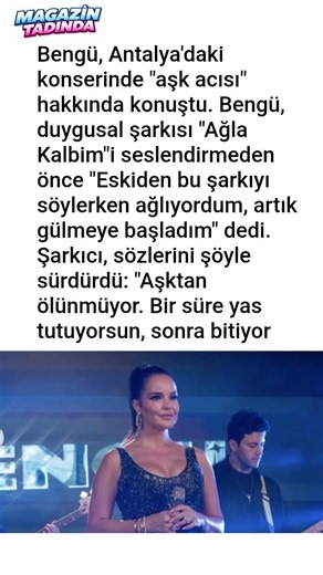 Bengü opens up about "lovesickness" at her Antalya concert