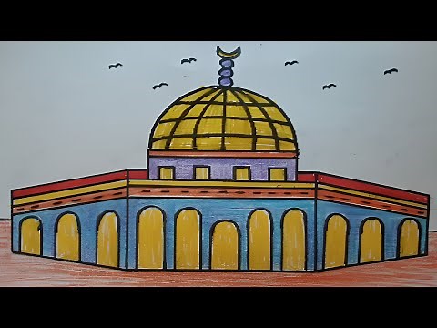 تعليم الرسم/رسم المسجد الأقصى خطوة بخطوة بالقلم الرصاص/رسم مسجد قبه الصخره Drawing of Al-Aqsa Mosque