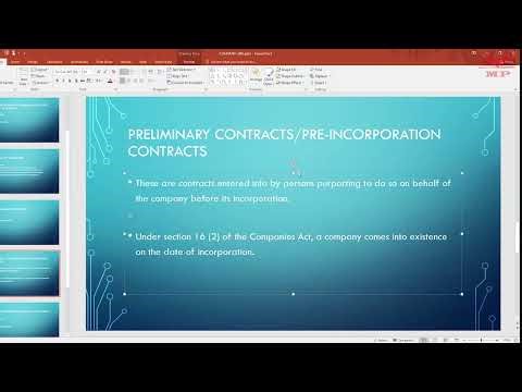 Company Law - Preliminary Contracts/ Pre - Incorporation Contracts