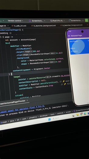 Horizontal pager in Jetpack compose android. #androiddeveloper