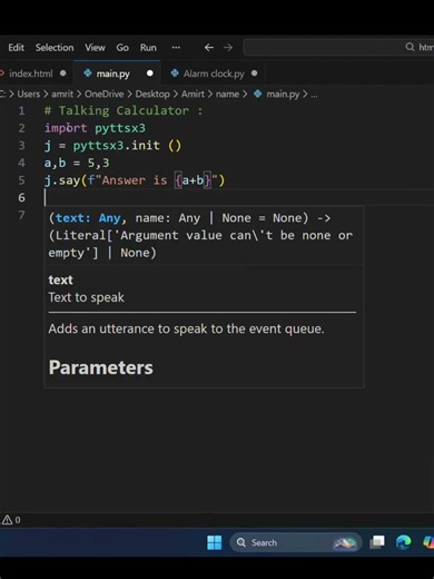 Calculator That Talks — Python #shorts #pythonautomation