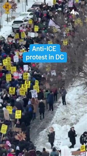 A crowd made its way through Northwest D.C. protesting ICE as more demonstrations are expected across the country. | NBC Washington