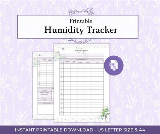 Humidity Tracker Printable PDF, Monthly Humidity Log, Indoor & Outdoor Climate Monitoring Sheet, Weather Data Journal Page - Etsy Canada