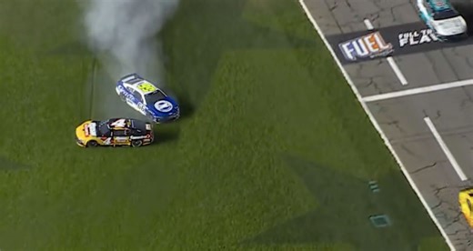 Casey Mears spins coming to pit road, collects Gragson