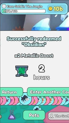 1 new 1 weeks codes in Collect All Pets 2 x Metallic for 2 Hours #roblox #cap #collectallpets