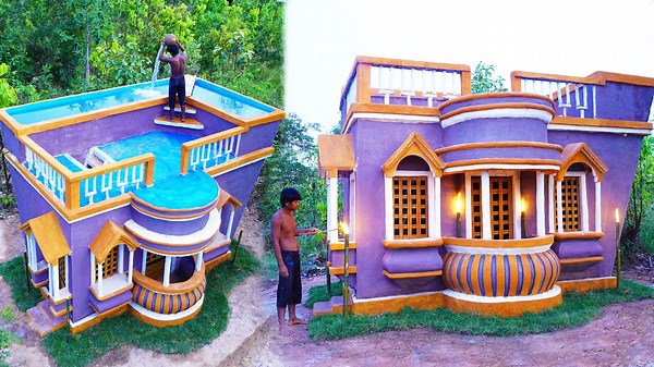 Building a Purple Mud Villa with Swimming Pool!