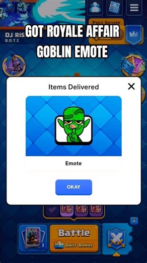 GOT THE NEW ROYALE AFFAIR GOBLIN EMOTE FREE FROM SUPERCELL STORE REDEEM CODE #clashroyale #goblin