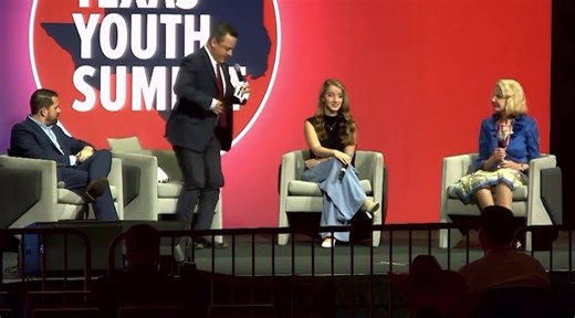 Don’t California My Texas Values! This morning at Texas Youth Summit, President & Attorney for Texas Values, Jonathan Saenz honored Charlie Kirk by throwing merch into the crowd 👏👏 We will continue to fight for faith, family, and freedom in our great state! | Texas Values