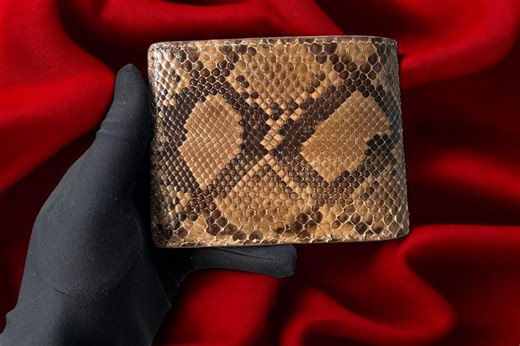 Handmade Brown Python Leather Bifold Wallet: Custom Exotic Wallet - Etsy