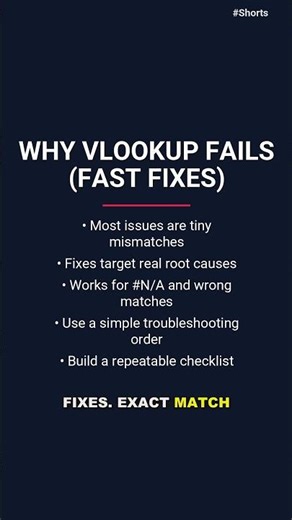 Why VLOOKUP Fails (Fast Fixes)
