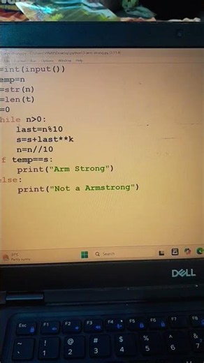 🚀 Armstrong Number Program in Python #python #coding #shorts