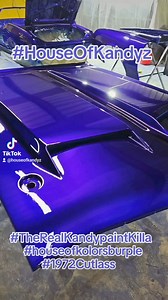 (MORE VIDEOS OF VEHICLE IN COMMENTS) 1972 Cutlass convertible House Of Kolors Kandy Burple over Orion silver finished off with Matrix AG40 AutoGlass klear 💦💦💦💦 ...this car came from a shop that bought fire we had the car blasted and stripped did all the metal fab metalwork and bodywork...this one came beautifully! 😍😍😍 Paint job starting at $9500 5 coats kandy 4 coats klear Includes door jams ,trunk jams,under hood Flow-coat (4 extra coats of klear...total 8 coats klear) $1500 extra Engine