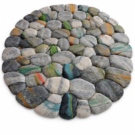 Felt Rug Made of Felted Stones, Soft Wool Pebbles, Home Decor - Etsy