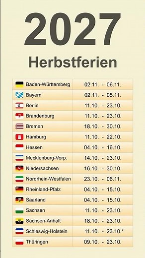 Herbstferien 2027