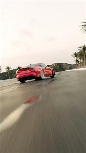 Red car at full speed 🚗💨Slides under a big truck!Perfect hand brake control