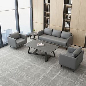 [Hot Item] Minimalist Executive Sectional Reception Office Modern Genuine Leather Couch Sofa