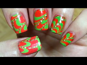 Water marble nail art step by step tutorial